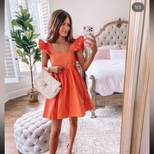 COPY - Pink lily orange ruffle dress
